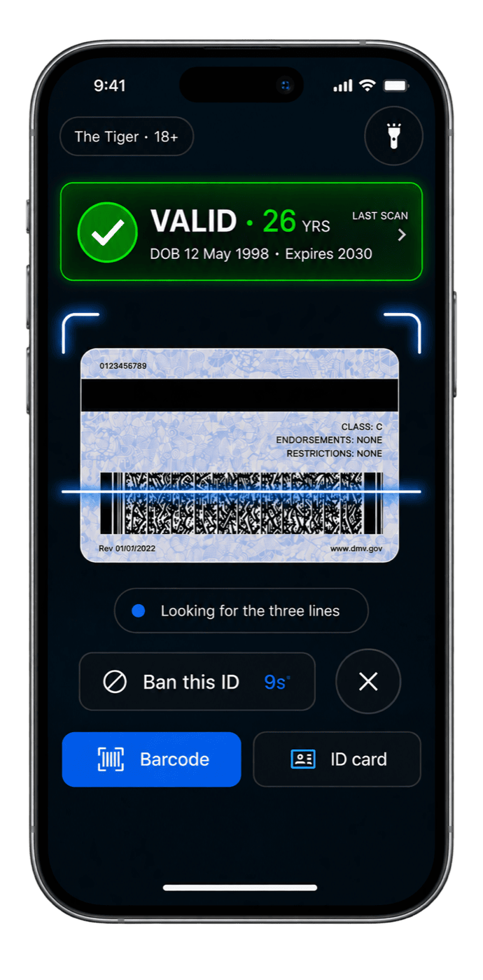 The app returning a valid verdict a second after the barcode is read.